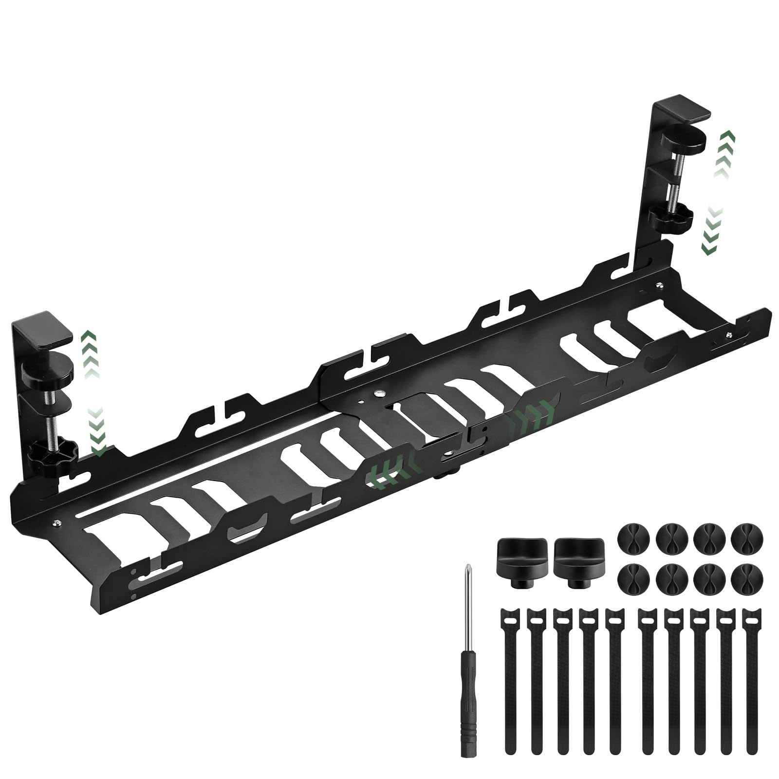 EYPINS Kabelkanal Schreibtisch Einziehbarer 40-74cm, Kabelmanagement Schreibtisch Ohne Bohren mit Kabelclips Kabelbinder, Metall Kabelhalter Kabel Organizer für Büro/Heim-Schwarz