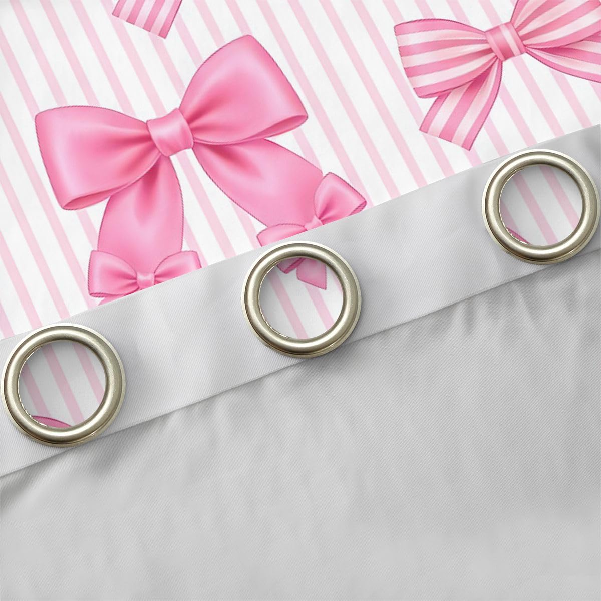 Homemissing Cortinas opacas de satén con lazo de princesa para dormitorio, sala de estar, lazo rosa, cortinas opacas Kawaii Coquette para oscurecer la habitación, 2 paneles de 66 pulgadas de ancho x
