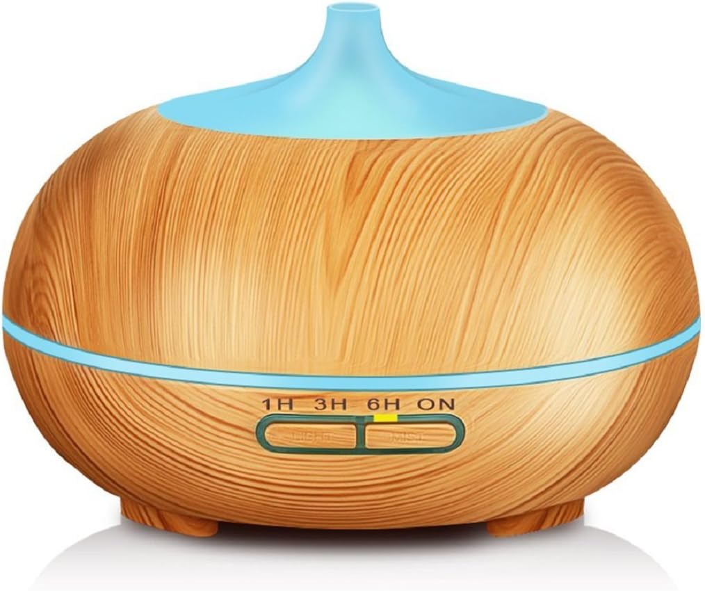 kapimo 400 ml Electric Aroma Essential Oil Diffuser Silent Cool Mist Humidifier Air Freshner for Home Office Decor 7 Color Changing Lights LIGHT Wood