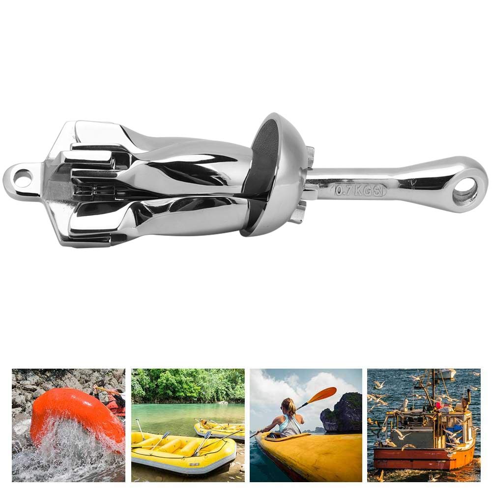 Ancla de Barco, Ancla Plegable de Acero Inoxidable 304, Ancla de Tornillo de Pilote Segura para Motos de Agua, Kayaks, pontones y embarcaciones Peque?as.