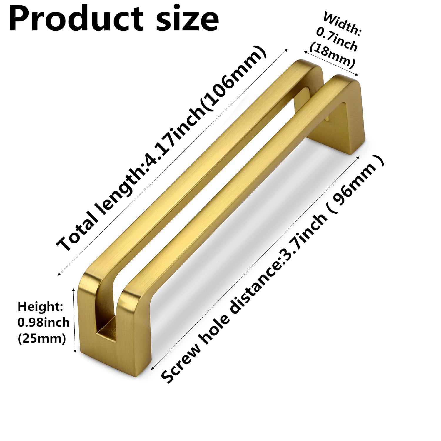 SYZOW 6 Pack Gold Cabinet Pulls 96mm Hole Centers Kitchen Cabinet Handles Zinc Alloy Drawer Pulls, Hole Center 96mm - Image 3