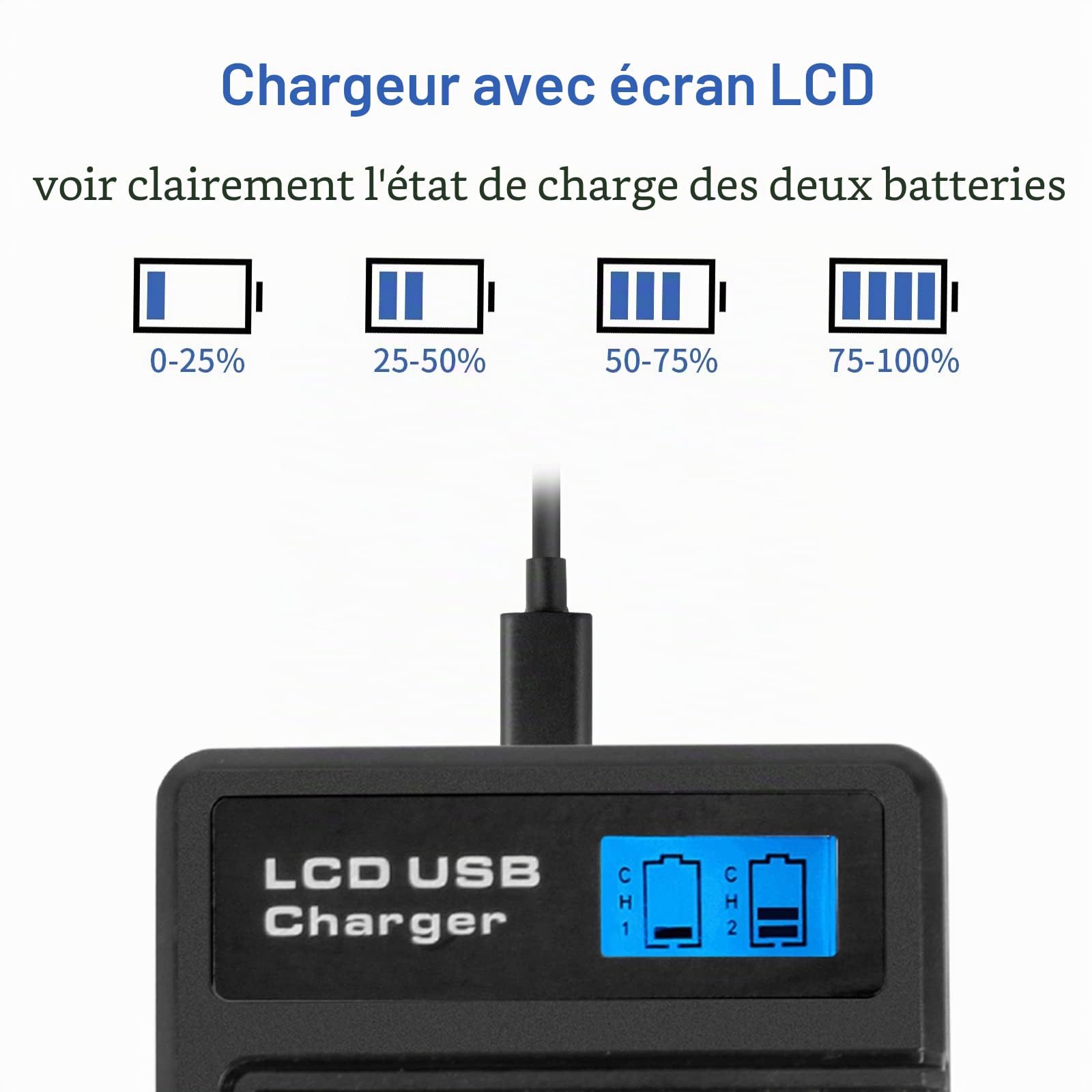 2 X en-EL9 EN-EL9A Batterie de Rechange et LCD Chargeur Double Compatible avec Nikon D40 D40x D60 D3000 D5000 Cameras