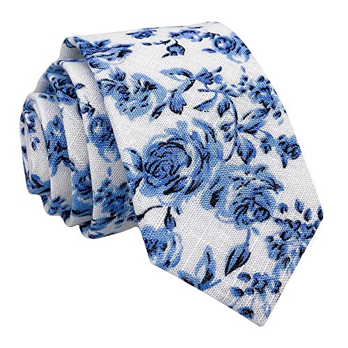 Image of Kebocis Mens Skinny Cotton Floral Tie for Men