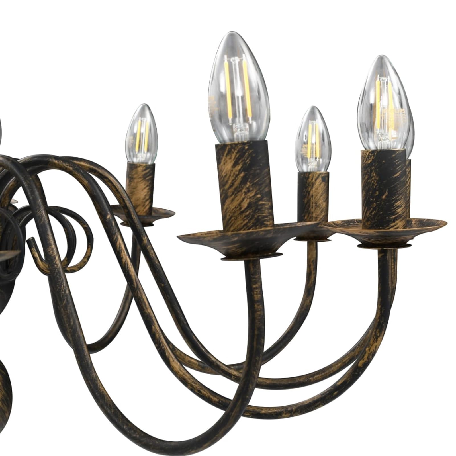Gecheer Lampadario a Sospensione con 12 Portalampade E14, Design Classico Anticato, Diametro 80 cm Altezza 45 cm, Metallo Nero Anticato, Lampadario da Sala da Pranzo e Soggiorno