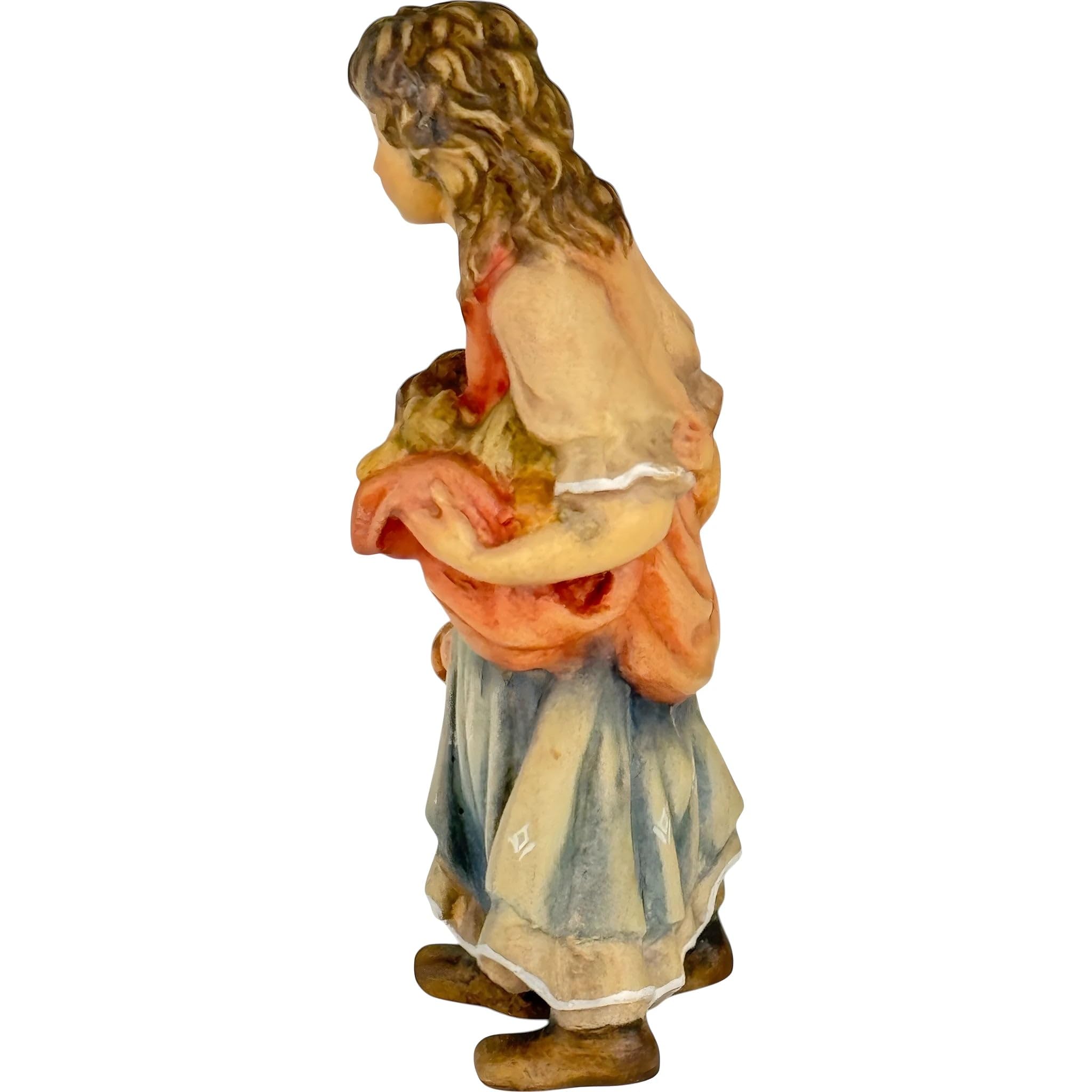 Hirtenhirte umarmt Kind aus Holz 14 cm | handbemaltes Holz in Gröden | Religiöser Artikel