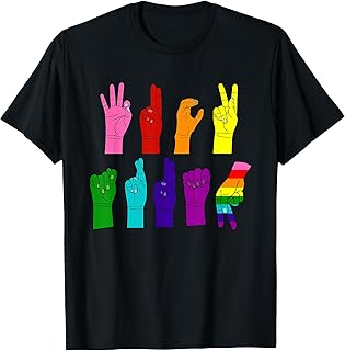 Anti Trump Hand Sign LGBT Sign Language LGBTQ Rainbow ASL T-Shirt