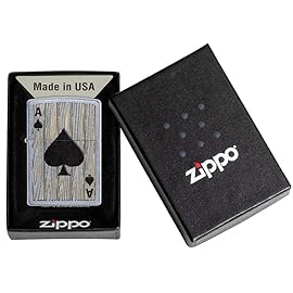 Zippo Ace of Spades Design Street Chrome Pocket Lighter, One Size