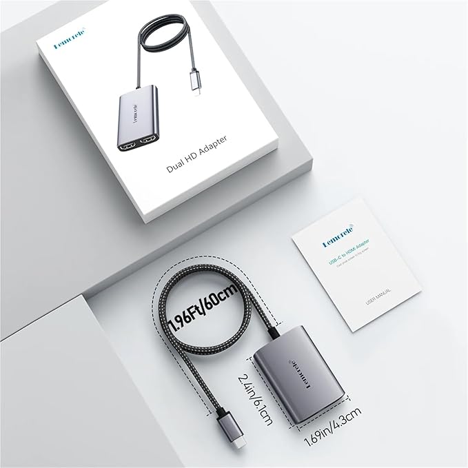 Hub USB C HD20 4K Triple Pantalla con Cable Trenzado miniatura 6