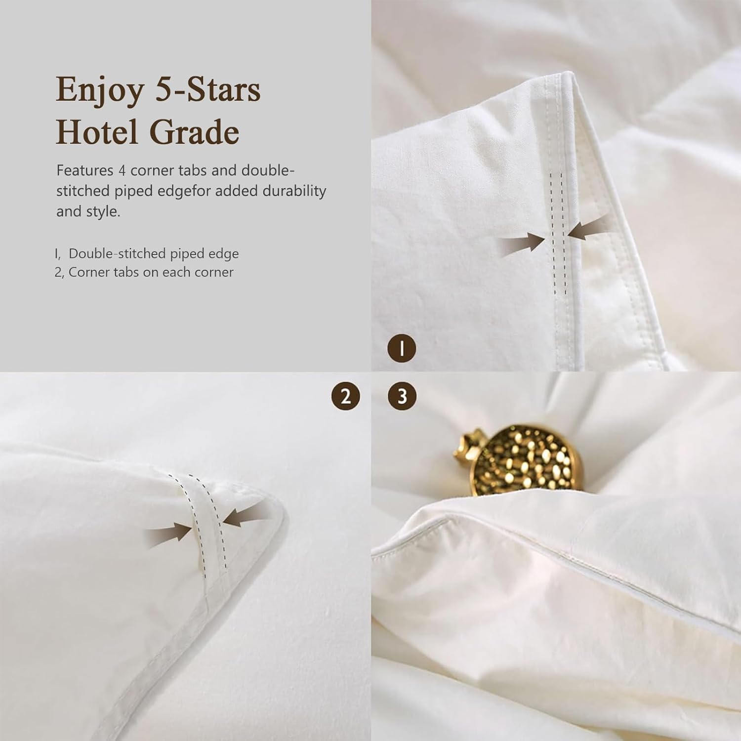 BPC Organic Feather Down Fiber Comforter Queen Size with 100% Organic Cotton Cover, 750 Fill Power Cloudy-Fluffy Duvet Insert for Medium Warmth, White, 90x90 Inches - Image 7