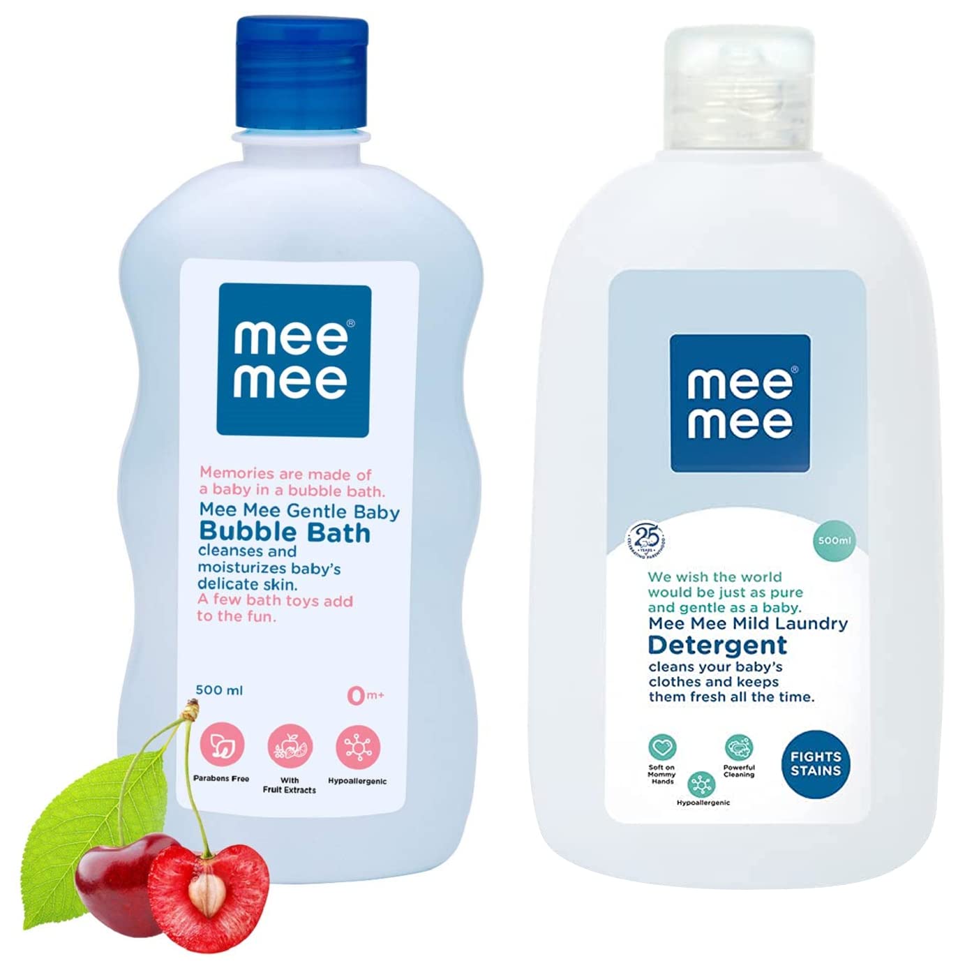 Mee Mee Mild Baby Liquid Laundry Detergent Bottle, 500ml & Mee Mee Gentle Baby Bubble Bath Liquid (With Cherry Extracts- 500 ml)-image-7