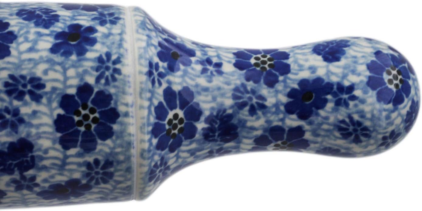 Polmedia Polish Pottery Rolling Pin - Misty Dragonfly Pattern Handmade in Boleslawiec Poland by Ceramika Artystyczna + Certificate of Authenticity