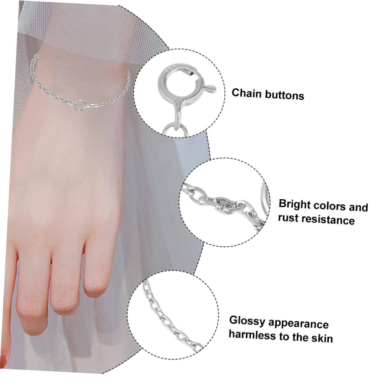 LALAFINA 9stücke Teiliges Kettenverlängerungen Für Armbänder Und Verstellbare Gliederketten Silber Mit Zarten Herzanhängern Für -schmuckgestaltung