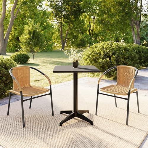 Image of Flash Furniture Lila 2 Pack Beige Rattan Indoor-Outdoor Restaurant Stack Chair