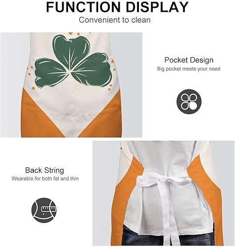 Miniatura 6 de MUSM Leaves on Heart Shape ApronClassic Vintage Funny with Pockets Aprons,Adjustable Bib Waterdrop Resistant for Kitchen Cooking Restaurant BBQ