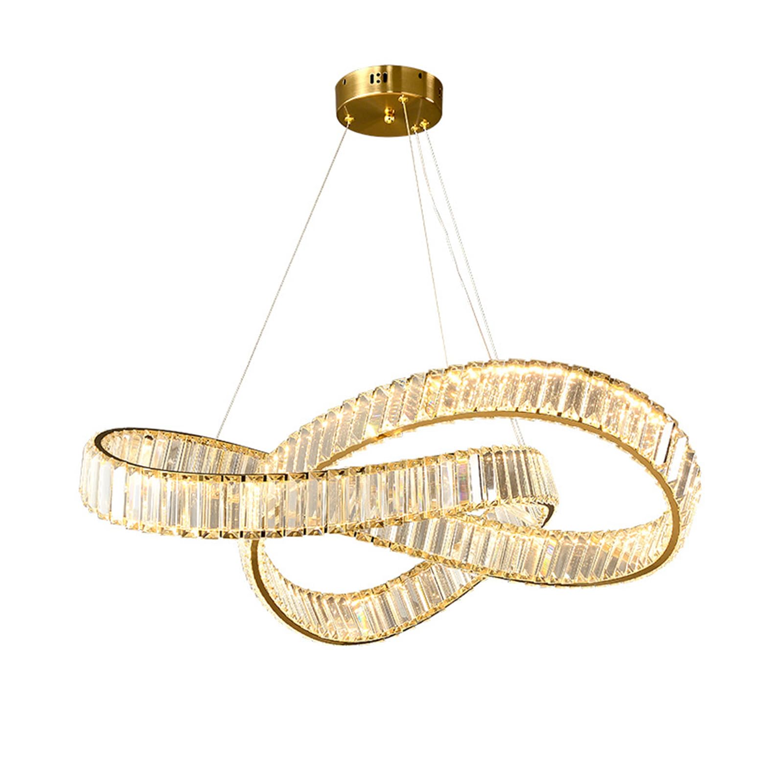 KXEcoLife Modern Crystal Chandeliers LED Chandelier Dining Room Bedroom Pendant Lights Rings Light 60 * 80Cm