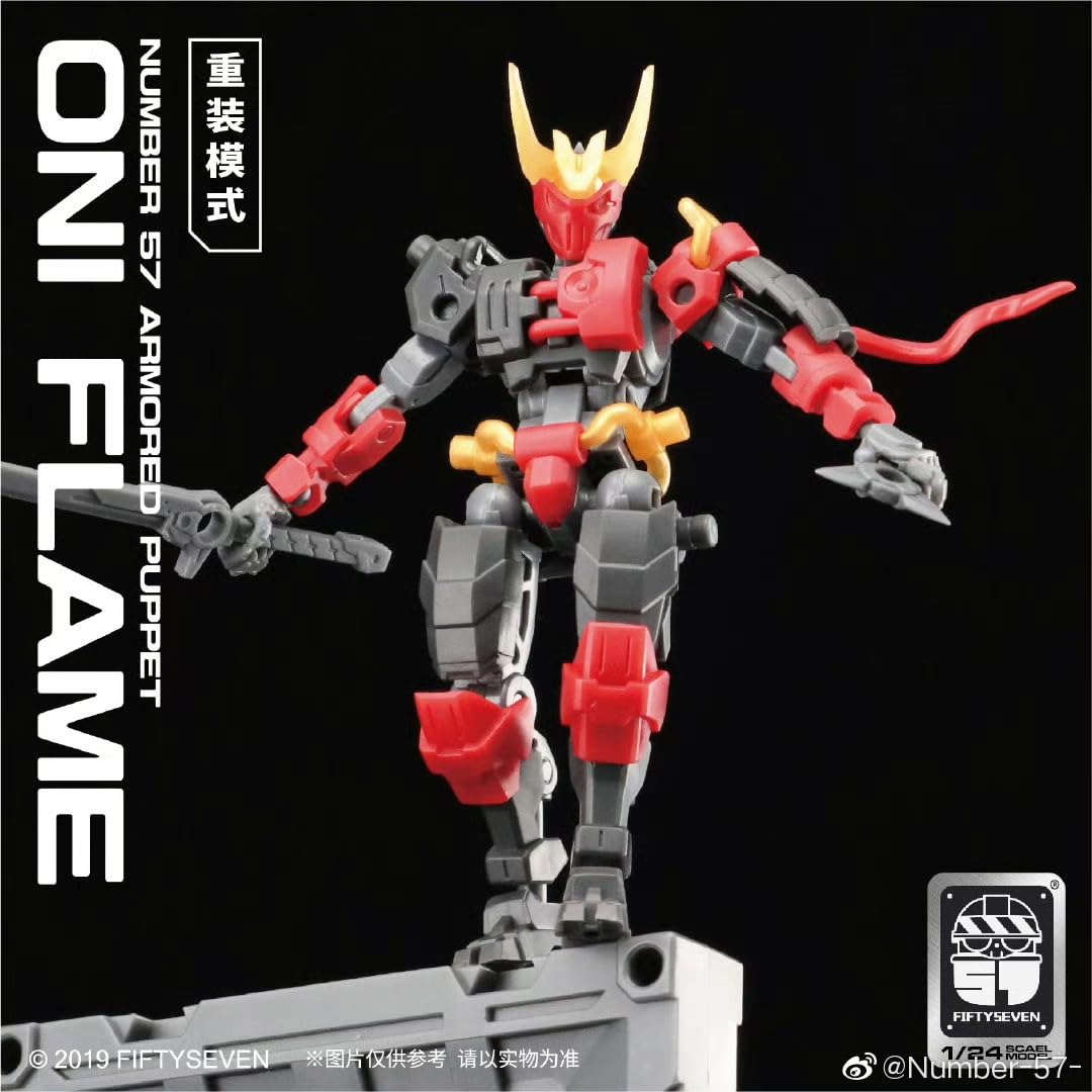 Toyverse MoRise Hobby 1/24, Figura Model Kit, FIFTYSEVEN No.57 Armored Puppet ONI Flame, Movable Joints Character Model - Image 3