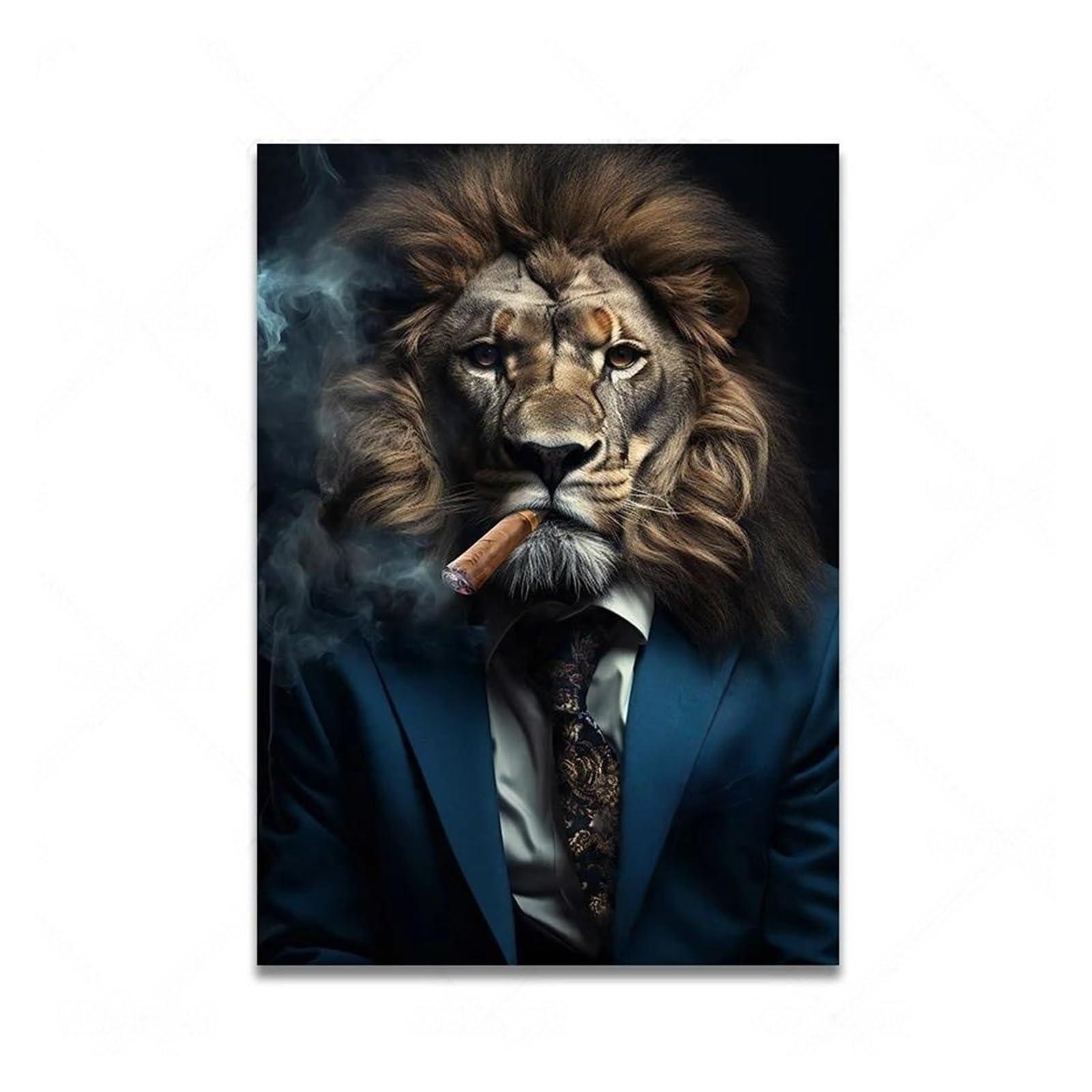 Tableau lion fumant art mural moderne pour décorer votre bureau