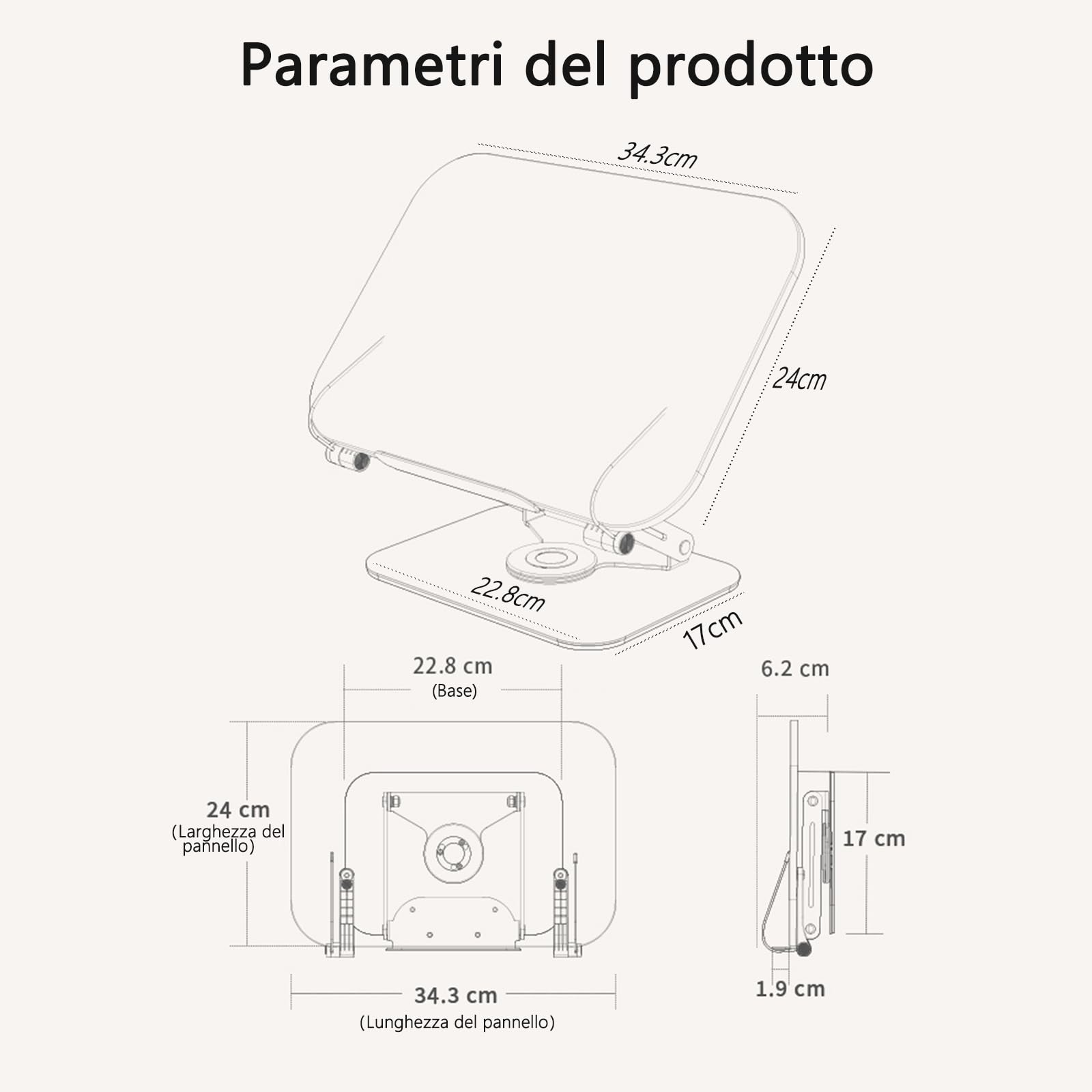Leggio per la lettura, con base girevole a 360°, pieghevole, pratico supporto girevole per spartiti, libri più pesanti, laptop