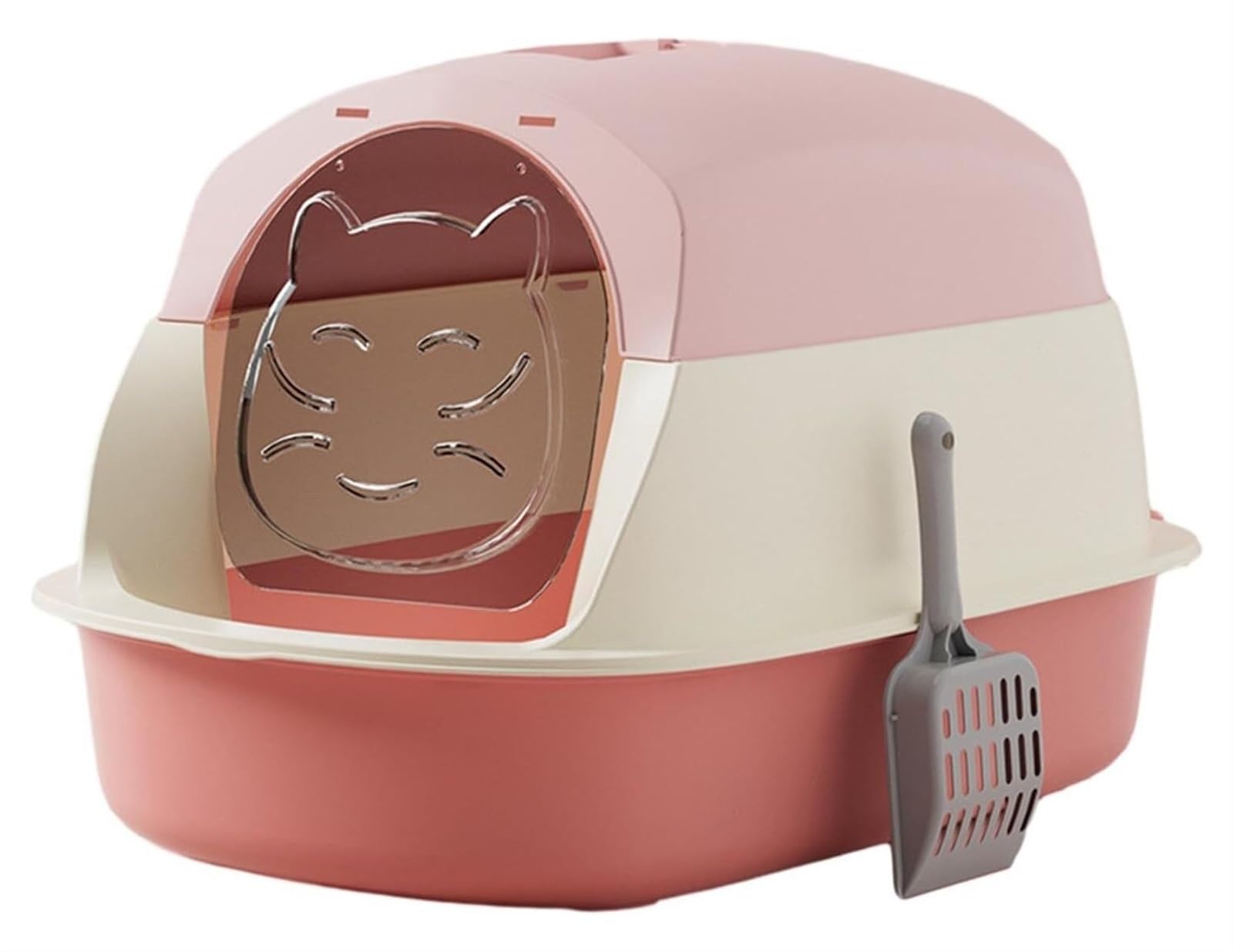 Kuweta dla Kota Solidna Kuweta Dla Kota Z Pokrywką, Zakryte Kuwety Wysokimi Bokami, Duża, Łatwe Czyszczenie Nieprzywierająca(Pink)