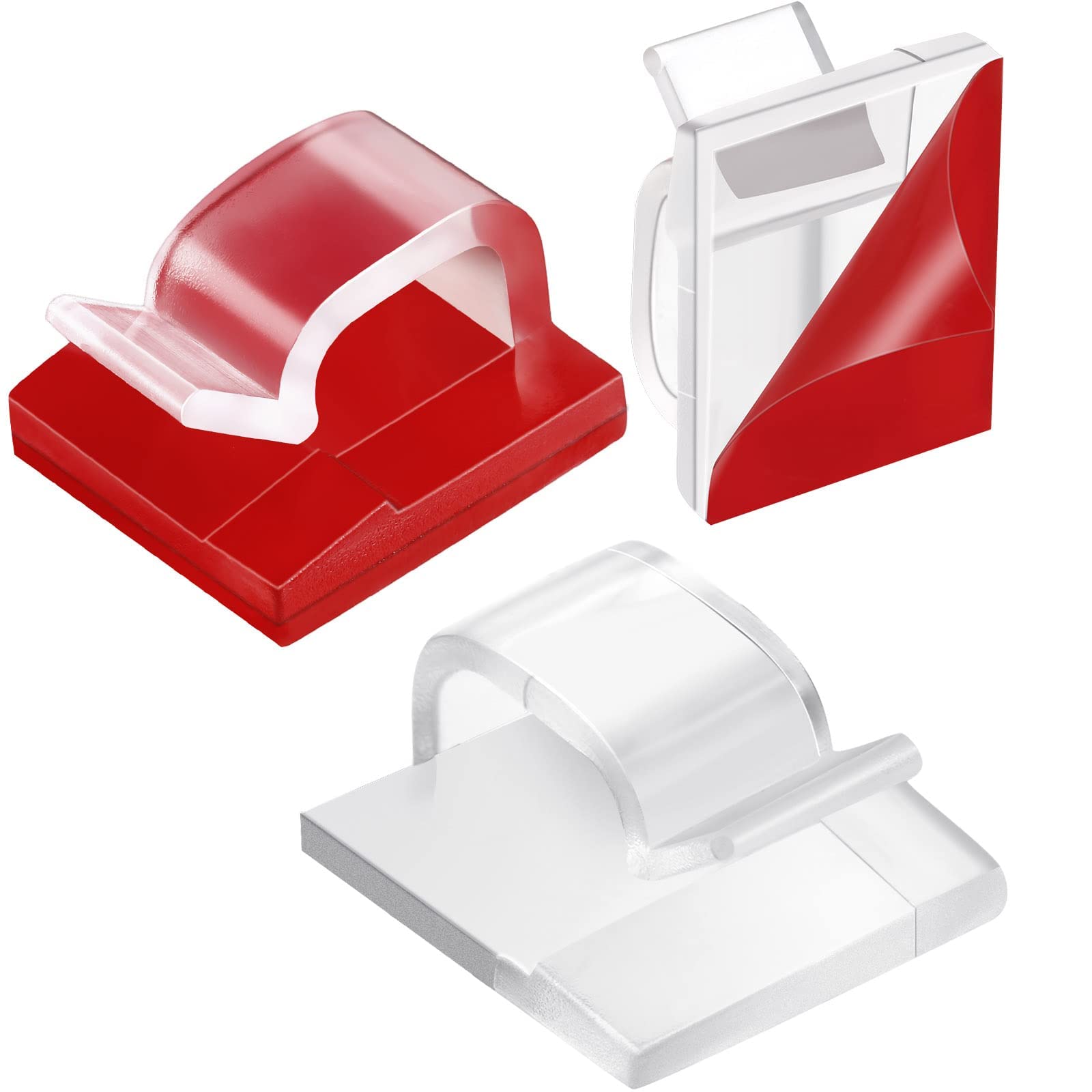 HBSTUDIO Cable Clips, Outdoor Light Wire Clips Adhesive Cable Hooks Cord Clips Wire Organizer Holder for Desk, Wall Cable Management, Fairy Lights, Decorations Hanging - Clear(40PCS)