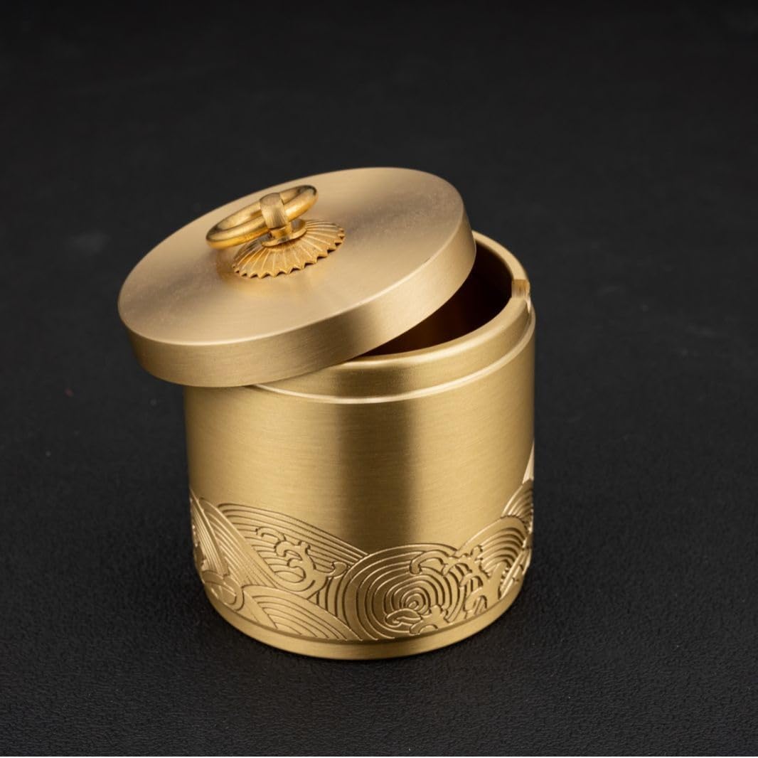 Brass Car Ashtray Sealed Tea Can Powder Decoration Household Can Portable