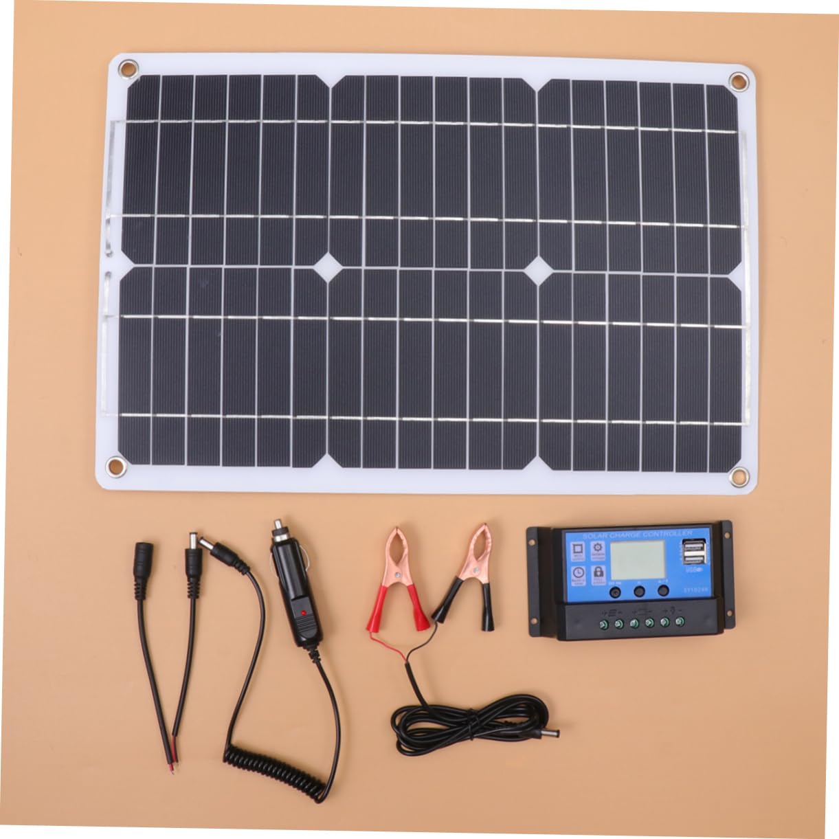 Panneau Solaire 18w Semi-flexible avec Contrôleur, Monocristallin Noir