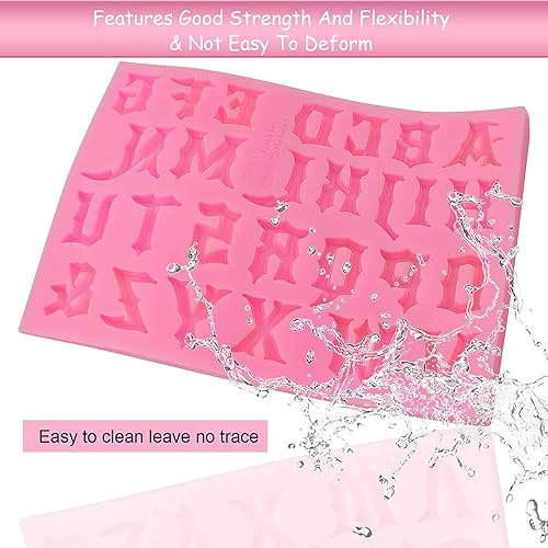 Miniatura 3 de 2 moldes de silicona con letras góticas y números, molde de silicona con letras únicas para dulces de chocolate, decoración de pasteles, molde de