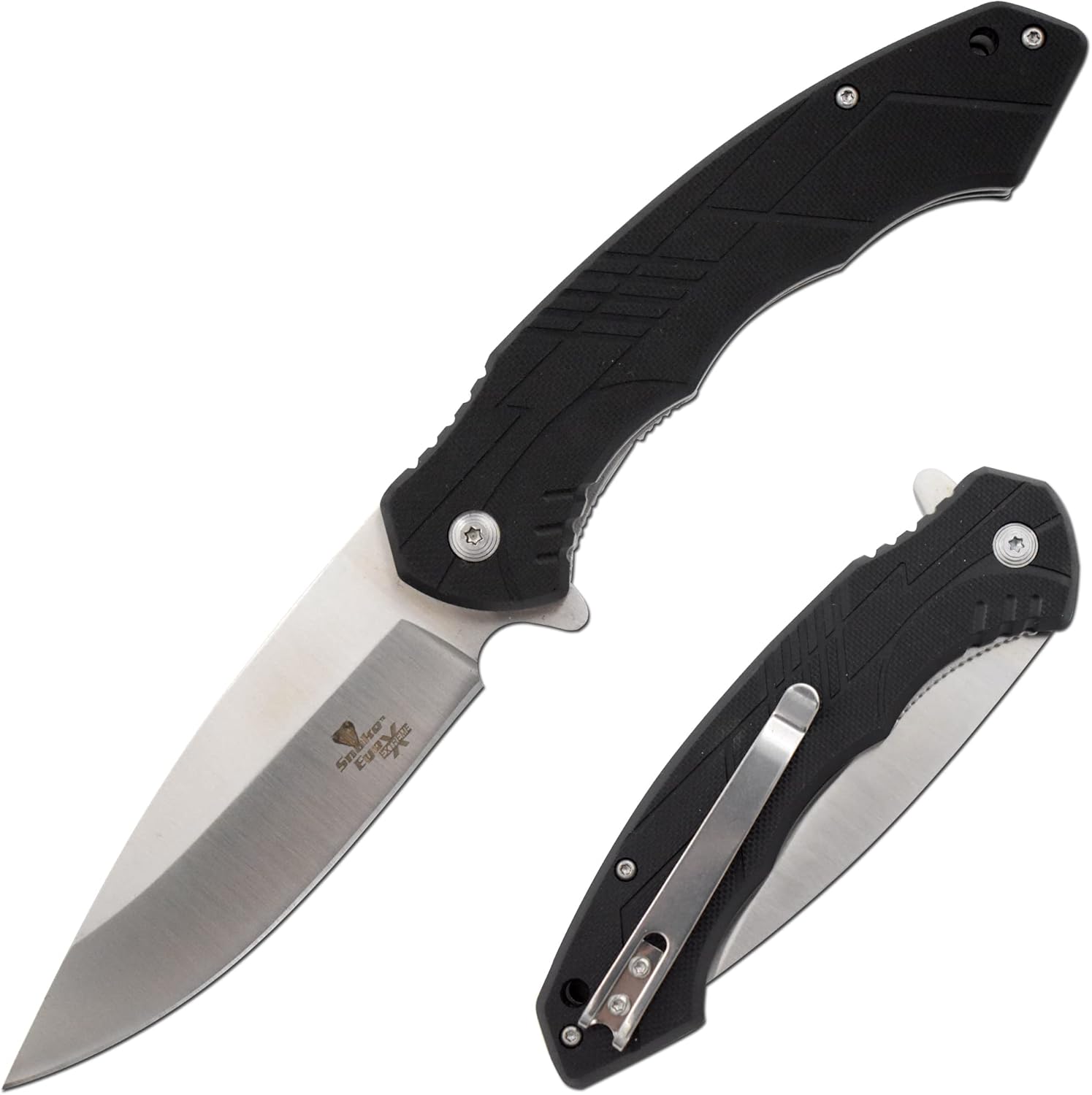Snake Eye Xtreme Collection Pivot Langford Folding Ball Bearing Flipper Liner Lock Pocket Knife(1108) (Black)