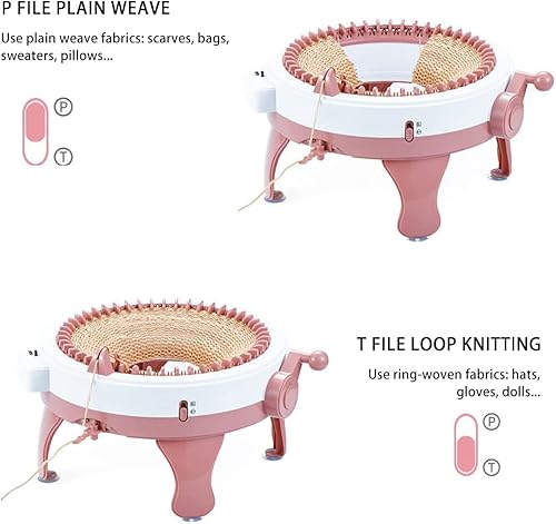 Miniatura 2 de Máquina de tejer Centro, máquina de telar de tejer de 48 agujas con contador de filas, kit de máquina de telar de doble punto giratorio