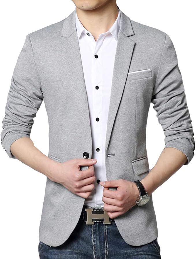 Amazon Yunping メンズ 1つボタン ブレザー テーラードジャケット ブレザー ビジネス テーラード カジュアル ジャケット 大きいサイズ おしゃれ コート ジャケット 通販