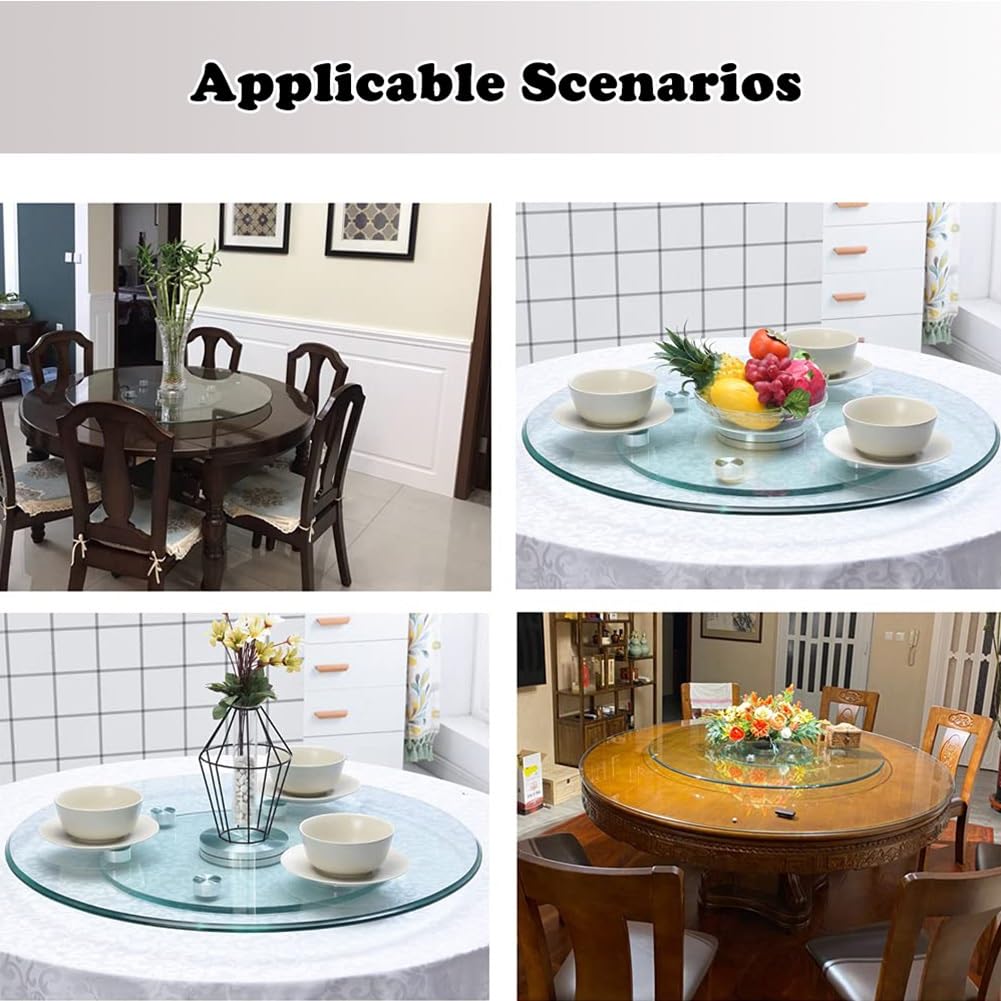 Lazy Susan Assiette à dîner en Verre trempé rotative à 360 ° Assiette Centrale rotative pour Restaurant,dîner de Noël,fêtes d'anniversaire (Taille: 70 cm / 28 Pouces)
