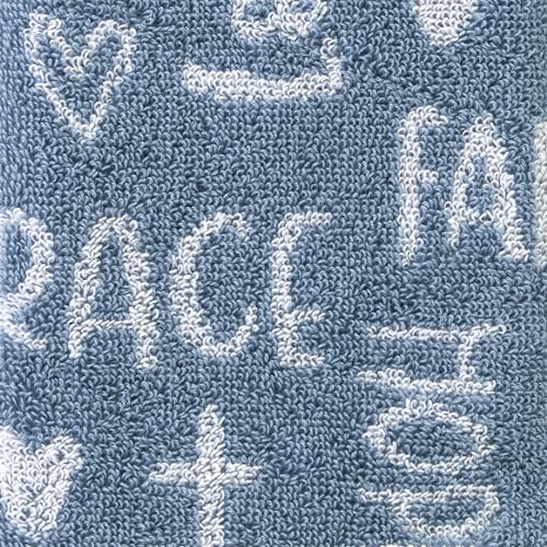 Image of SKL Home Faithful Words 100% Cotton Jacquard 2pc Hand Towel Set, Reversible & Decorative for Easter /Bath /Kitchen /Bar & Gift, Blue