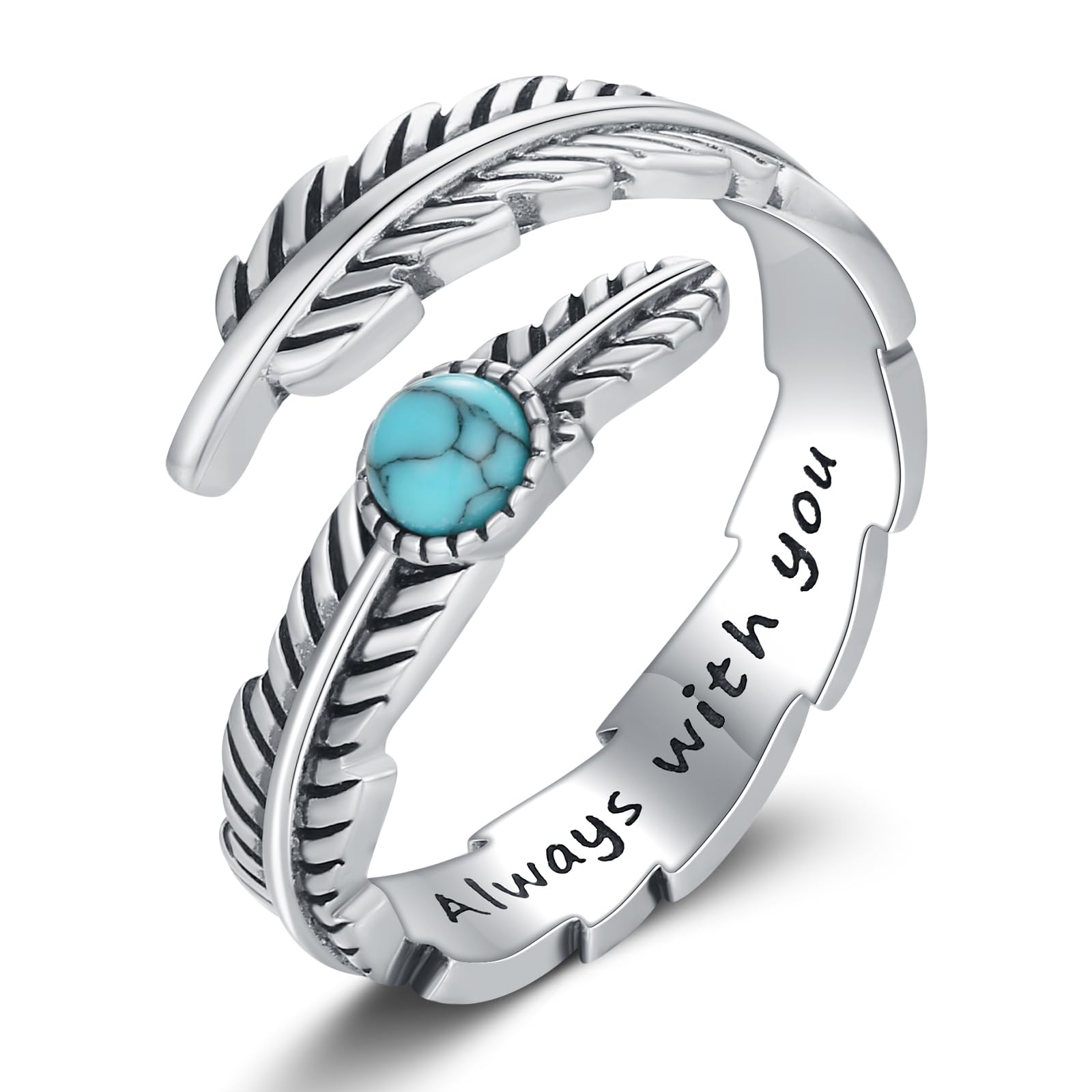 Türkis Ring 925er Sterlingsilber Feder Verstellbarer Ringe Western Daumen Ringe Vintage Schmuck Geschenke für Frauen