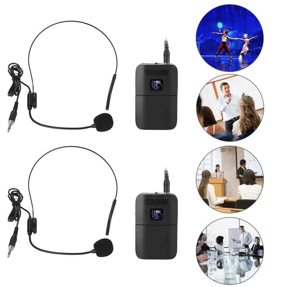 Microfono senza fili, microfono portatile senza fili UHF con ricevitore trasmettitore 2 in 1 microfono ricaricabile.