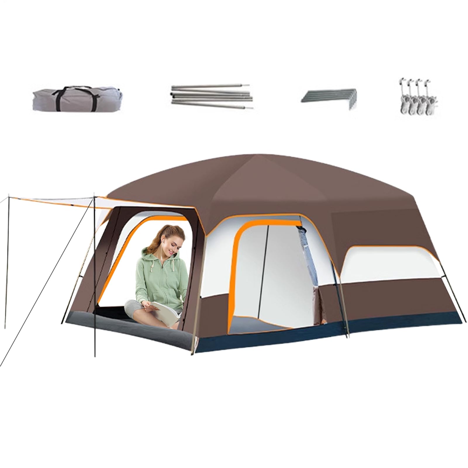 Tienda de campaña familiar para camping y playa espaciosa impermeable 8