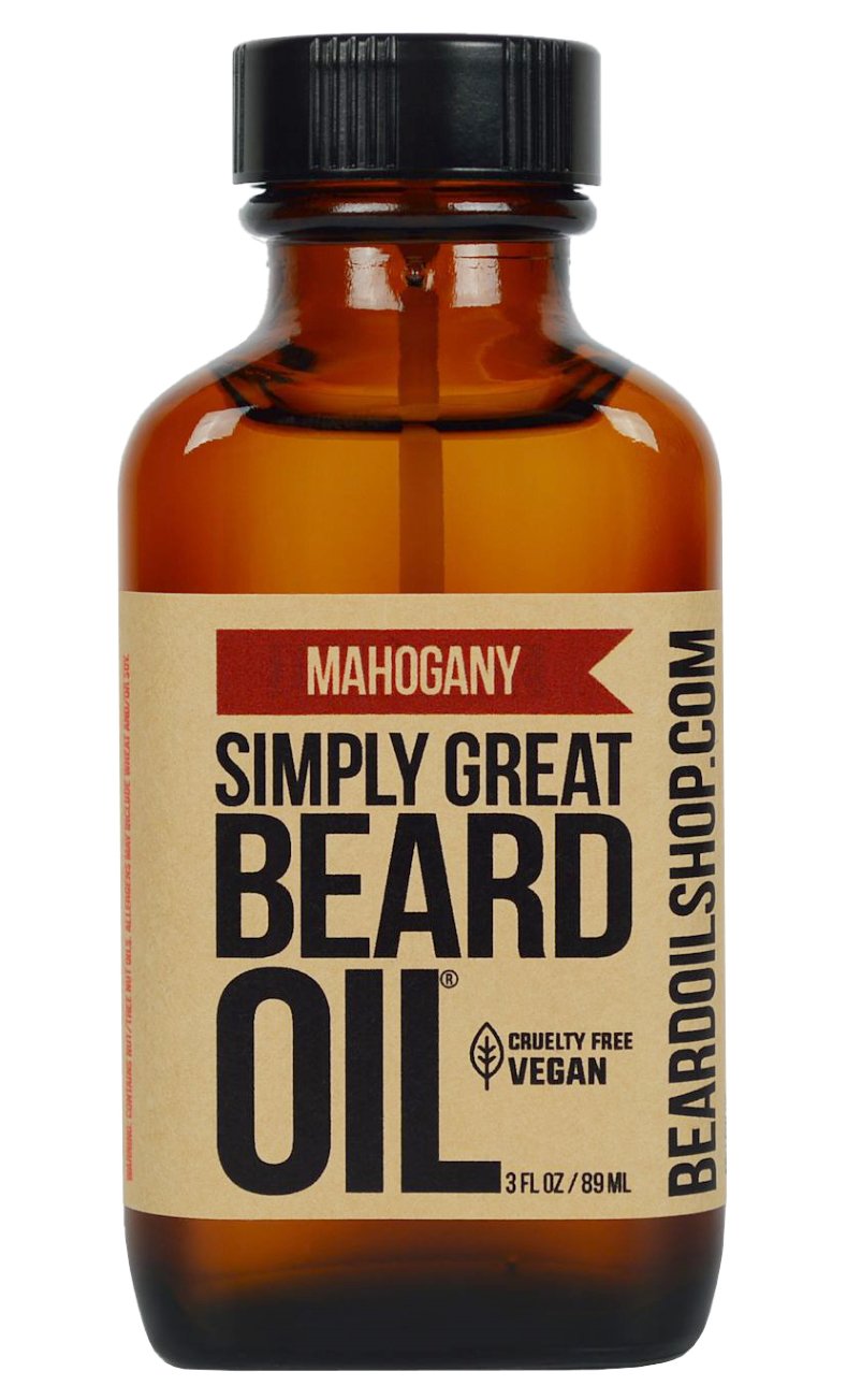 Simply Great Beard Oil - MAHOGANY Scented - Holiday Gifts - Stocking Stuffers - Beard Conditioner - 3 Oz - Easy Applicator - Natural - Vegan and