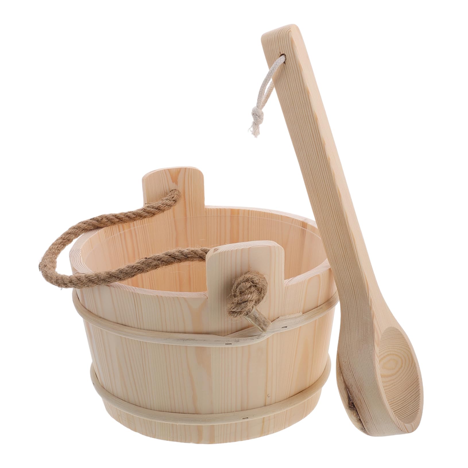 Secchio di Legno per Sauna Mestolo, Accessorio Spa Beige