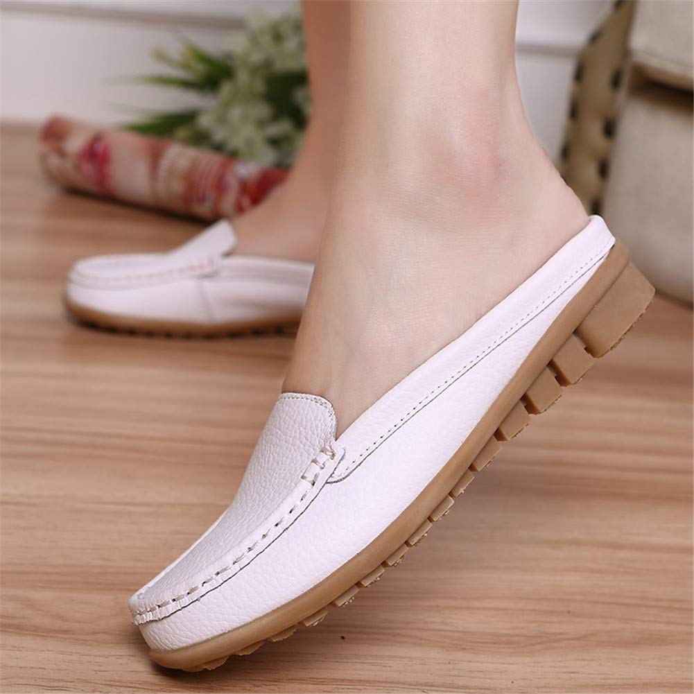 Pantuflas para mujer, transpirables, sin cordones, con borlas, de piel, casuales, para mujer