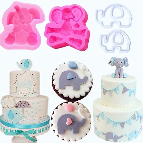 Miniatura 1 de JeVenis Molde de elefante 3D para pastel de baby shower, elefante, fondant, baby shower, decoración de pastel, elefante, fiesta de baby shower
