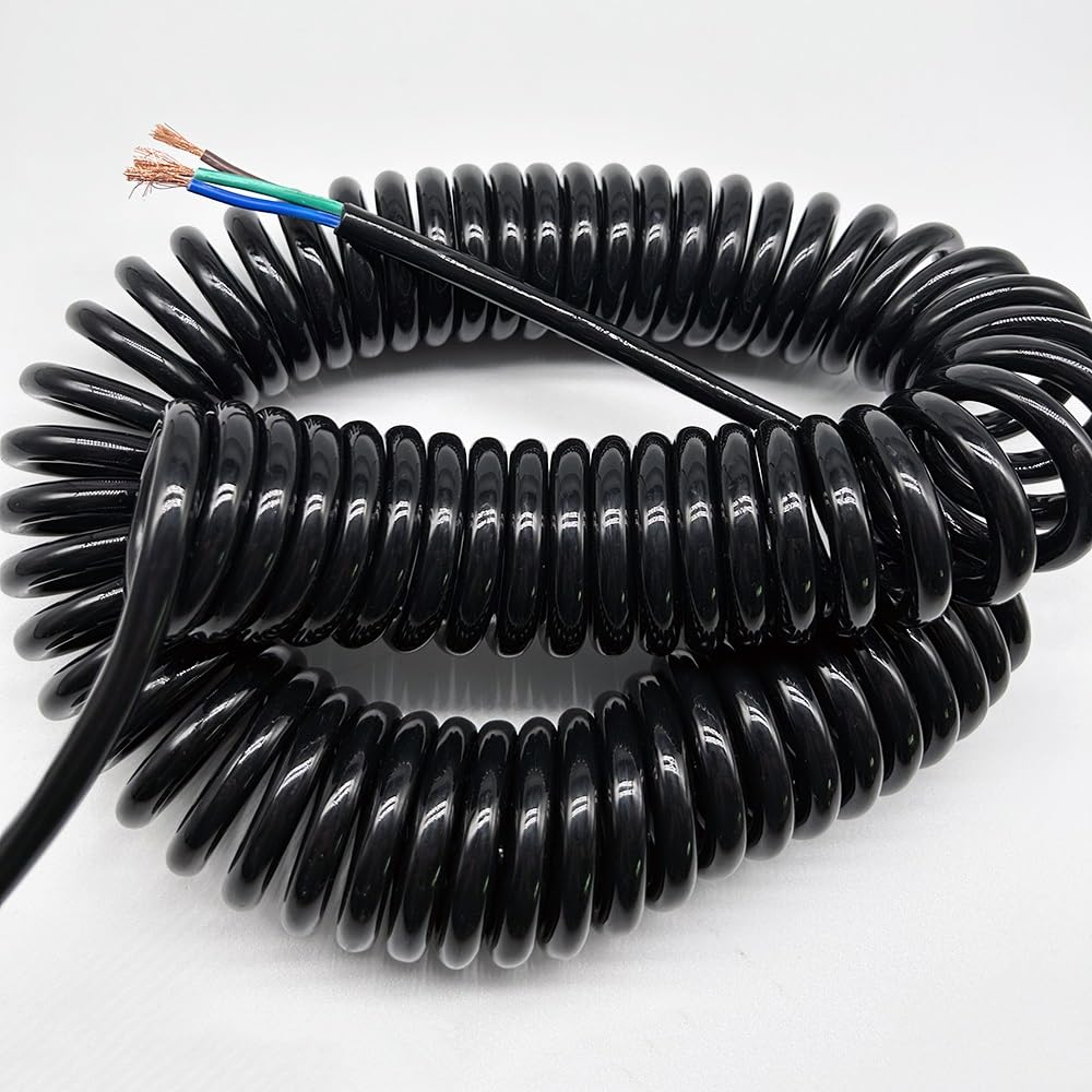 Cable de extensión en espiral de 3 núcleos, 2,5 mm², 10 m, elástico, 60 mm