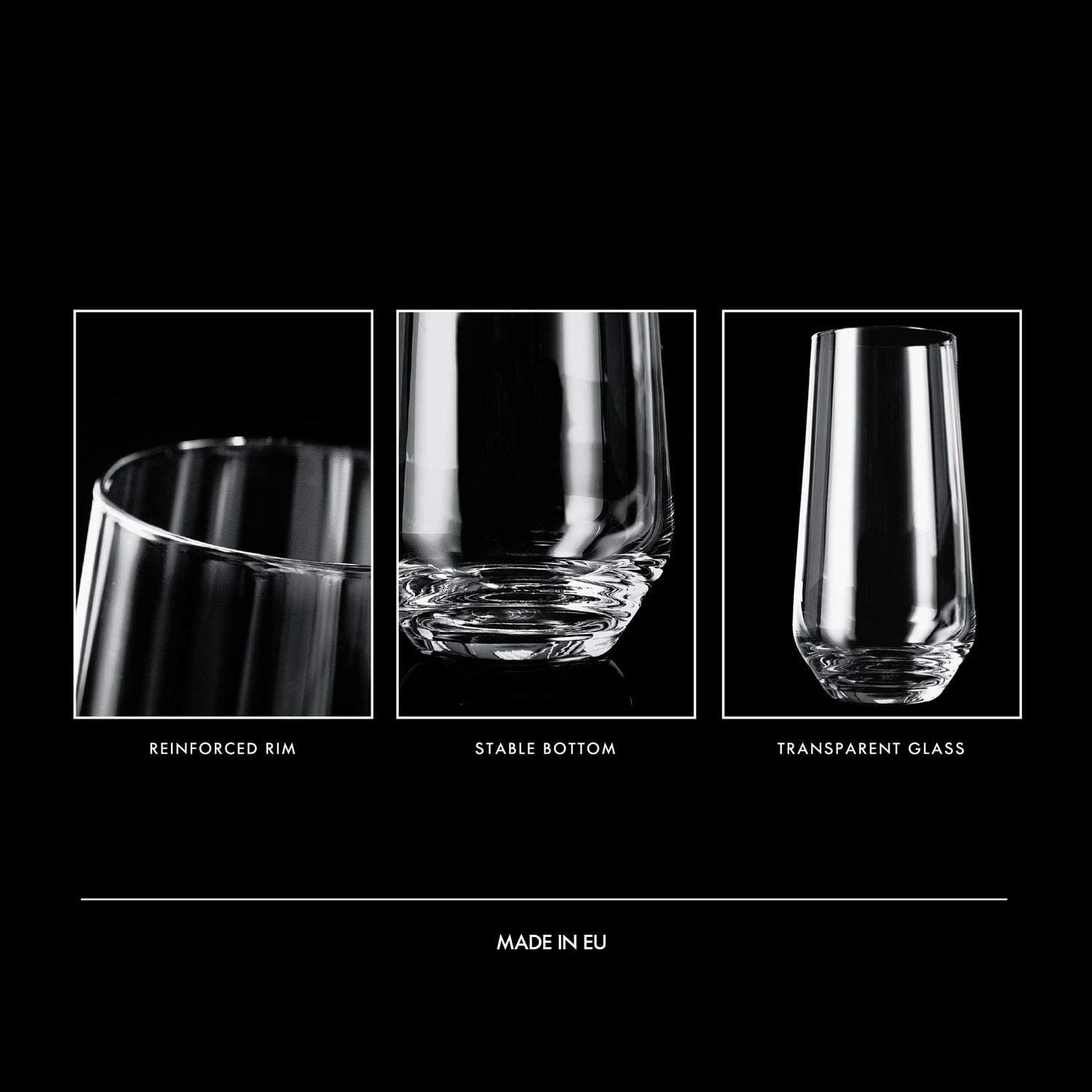Krosno Bicchieri Acqua Succo Highball Vetro | Set di 12 | 480 ML | Collezione Splendor | Ideale per la Casa, Ristorante e Ricevimenti | Adatto alla Lavastoviglie