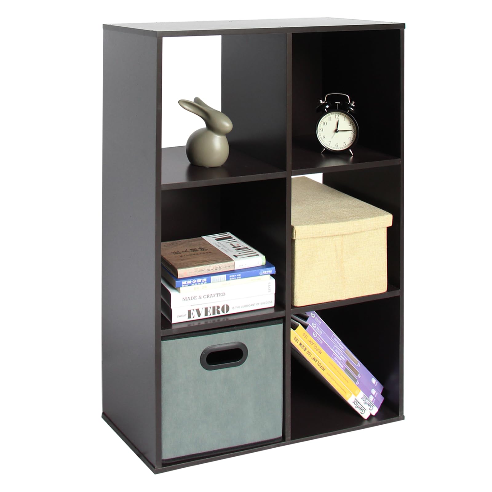 Photo 1 of PACHIRA E-Commerce US 6 Cube Storage Bookcase, Unit Shelf, Closet Cabinet, Bookshelf Organizer Rack in Living Room, Bedroom, Study, Dark Brown Dark Brown 6-CUBE