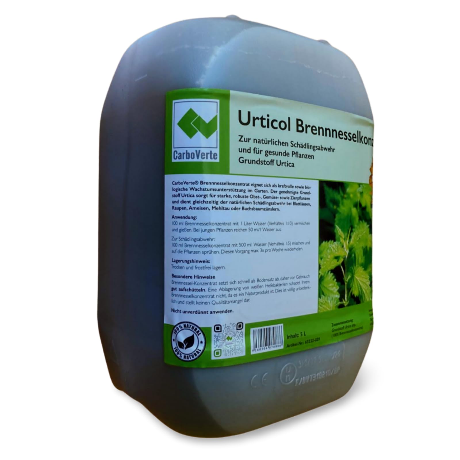 Natürliche Brennnesseljauche, Brennnesselsud 5 Liter, Grundstoff Urtica, handgemacht, für vitale Pflanzen und zur Schädlingsabwehr, 100% natürlich