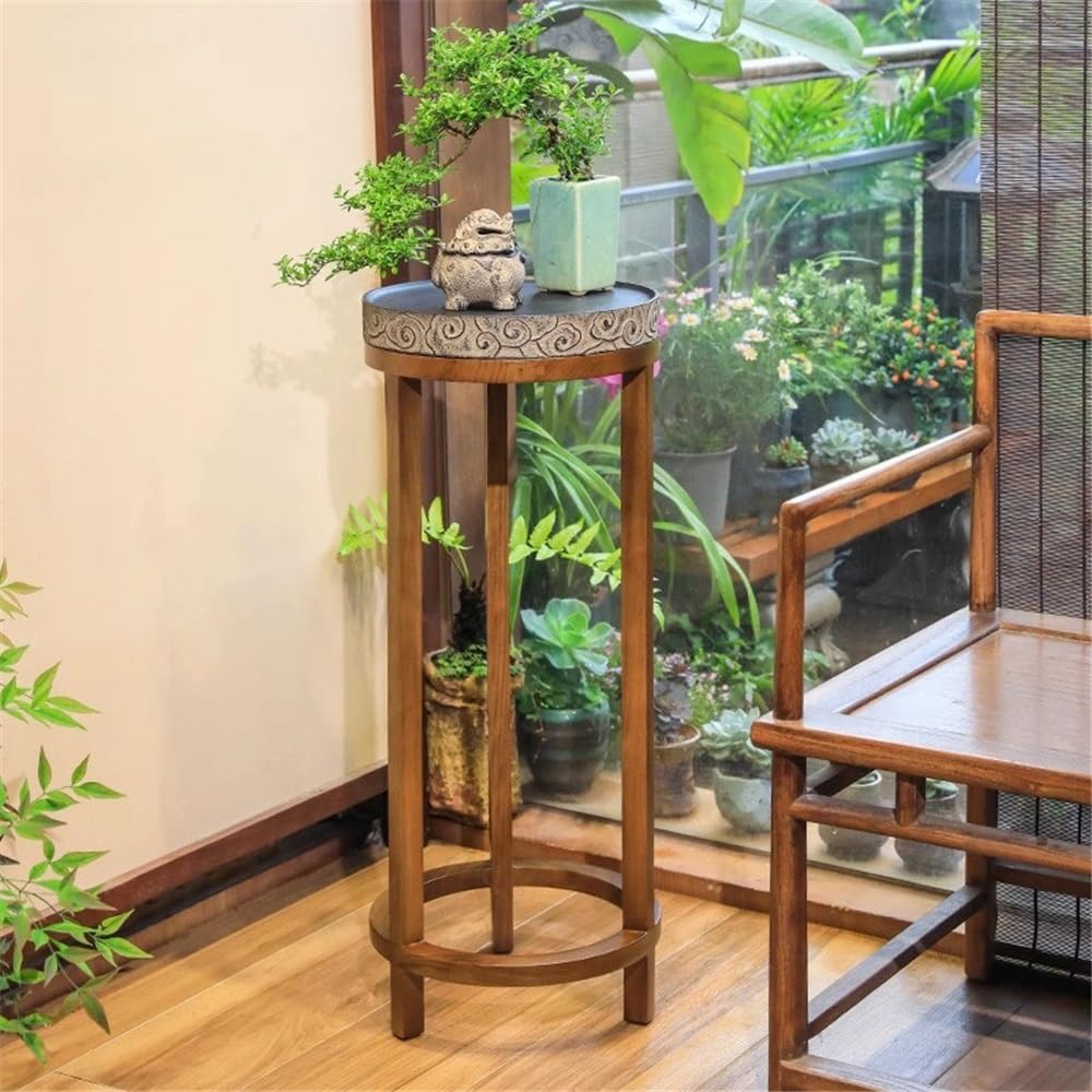 Supporto per vaso in legno per fiori da interno, rotondo, per piante in vaso, stile cinese, decorazione per la casa di piccole dimensioni, perfetto per composizioni floreali