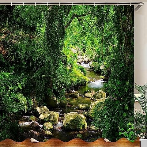 JOOCAR Waterproof Shower Curtain with Nature Design Cover