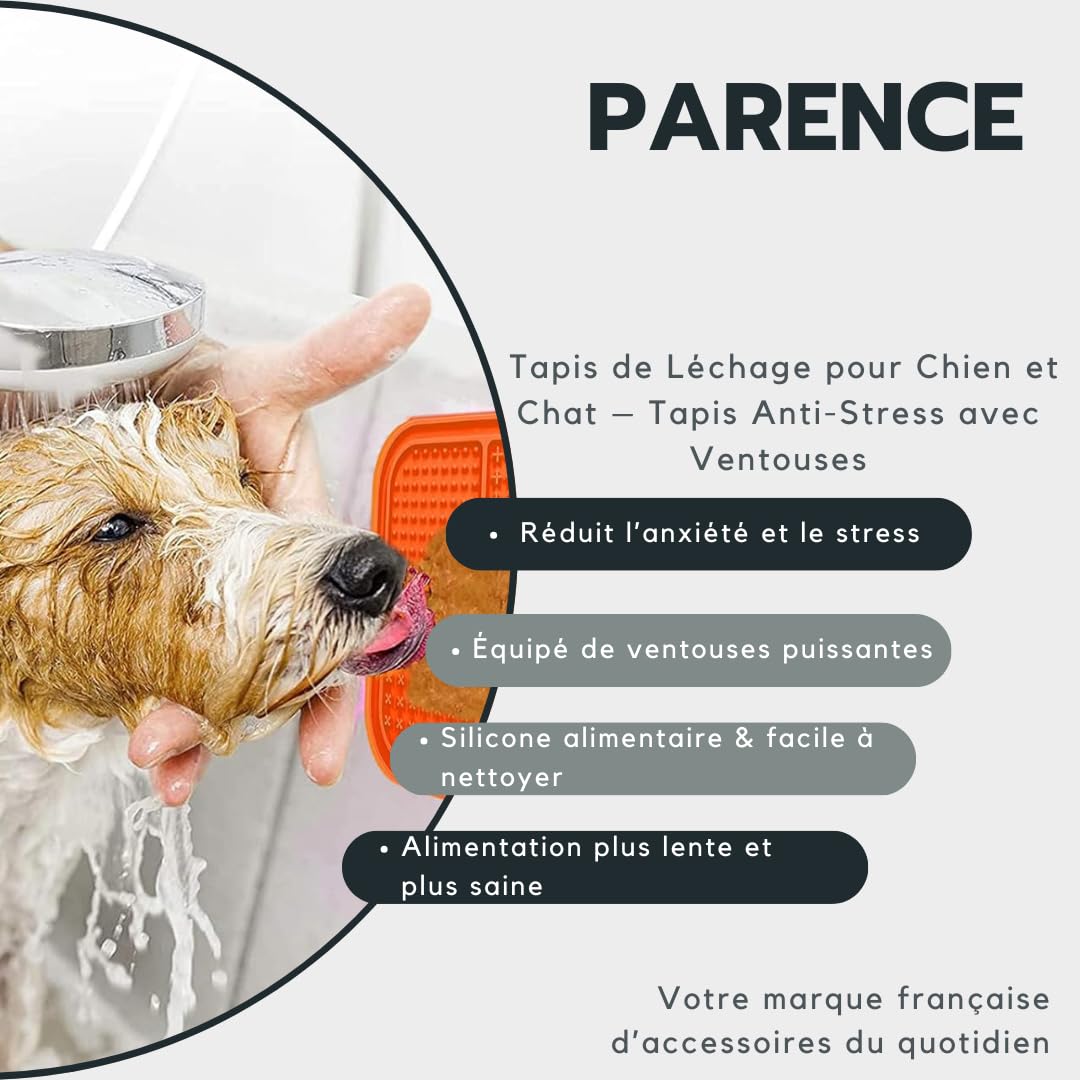 PARENCE.- Tappetino da leccare per cani e gatti - tappetino antistress con ventose, dispenser lento per dolcetti e cibo umido, cibo in silicone - colore casuale