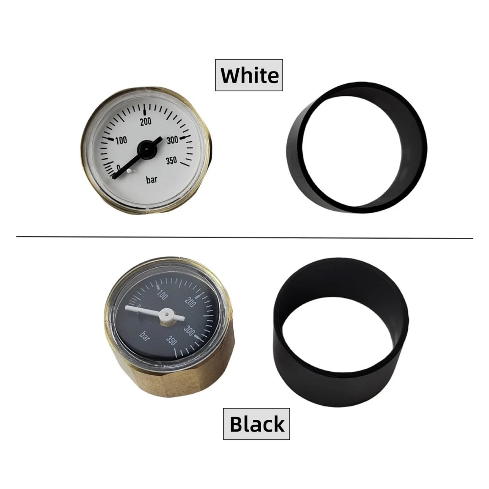 Manómetro, Manómetro de presión aire con esfera 28mm, 350bar, 5000psi, 1/8BSP, manómetro rosca M10(M10X1 White,No cover)
