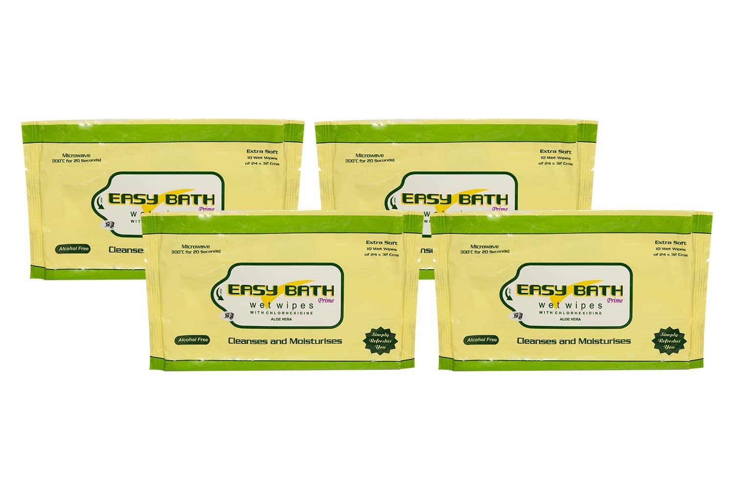 Sponsored Ad - Easy Bath Wipes Wet Wipe, Aloe Vera Enriched, Size: 24x32 cm, Large, 10 Pcs/Pack of 4