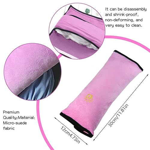 Miniatura 8 de COFFLED Almohada de cinturón de seguridad gris para niños 2 piezas almohada de cinturón de seguridad para viajes de niños almohada de cinturón de