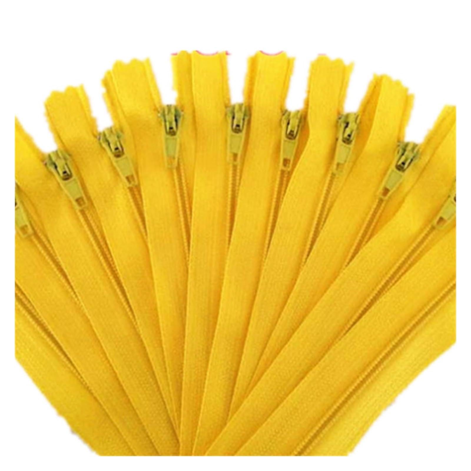 10pcs 3# Zippers for Sewing 10cm - 60cm Nylon Coil Zippers Tailor Sewer Craft Crafter's (20 Colors)(Yellow,20cm)